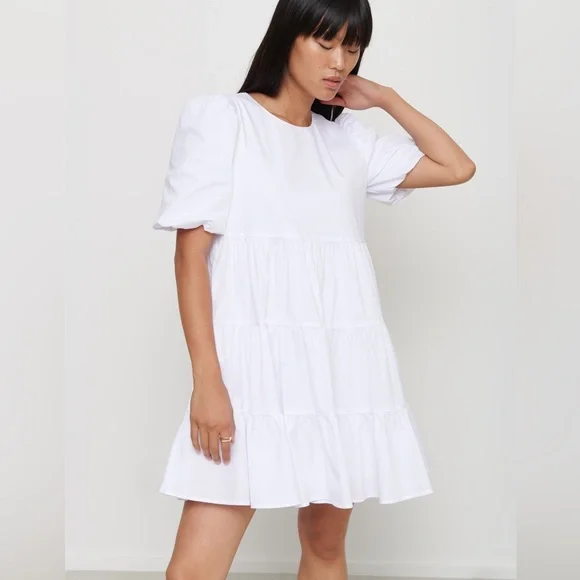 Dynamite | Dresses | Dynamite Francesca Poplin Trapeze Dress Xs White |  Poshmark